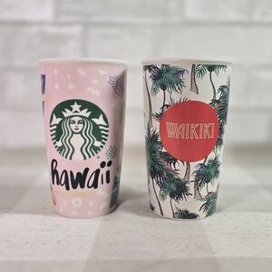 Starbucks HAWAII & Waikiki Ceramic Travel Mugs 12oz Tumbler 2016